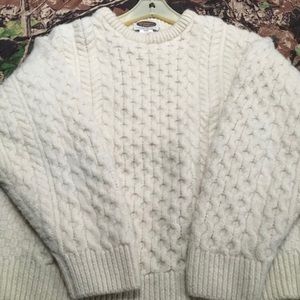 Cream Aran Irish Fisherman Sweater Hand Finished